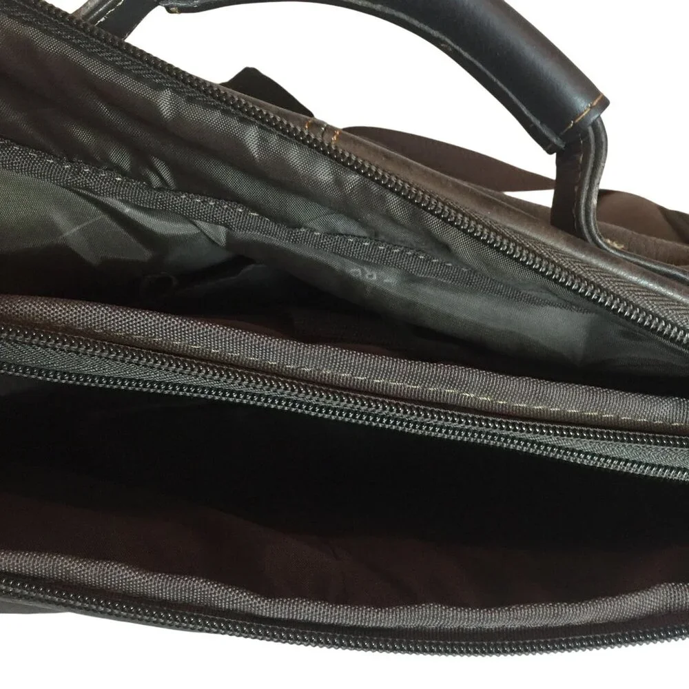 KENNETH COLE Mens Messanger PC Bag Brown Leather Magnetic Close 16 X 12